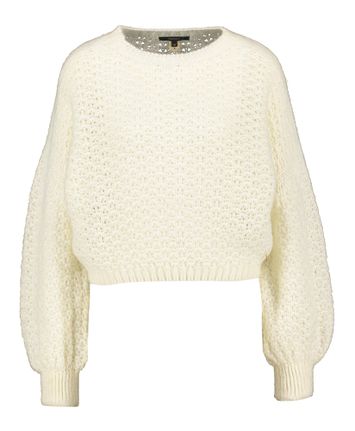 Ecru gehaakte wollen cropped pull Davia Kocca