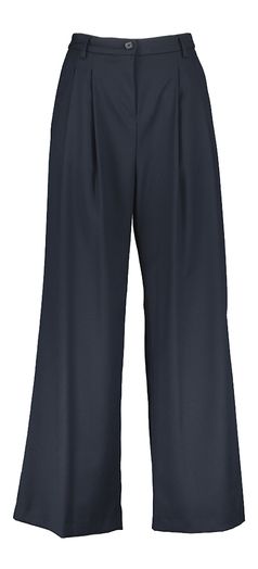 Donkerblauwe geklede wijde broek Anna Seravalli
