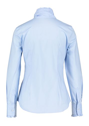Blauwe blouse met opstaande kraag en lint Cristiana C