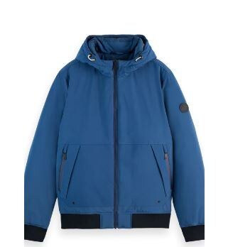 Blauwe winterjas met kap Scotch & Soda