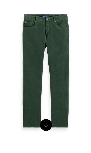 Groene slim fit broek in ribfluweel Scotch & Soda