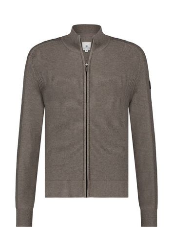 Bruinkleurige katoenen gilet met rits State of Art