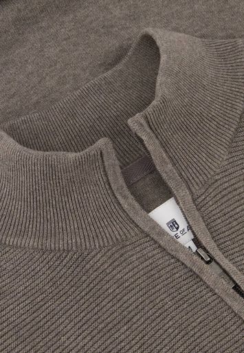 Bruinkleurige katoenen gilet met rits State of Art
