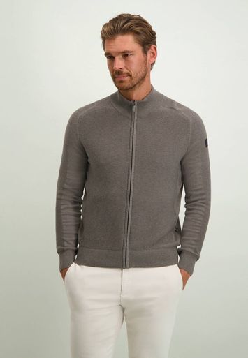 Bruinkleurige katoenen gilet met rits State of Art