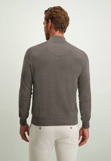 Bruinkleurige katoenen gilet met rits State of Art