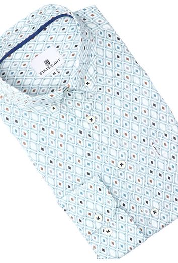Blauw hemd met print (regular fit) en lange mouw State Of Art