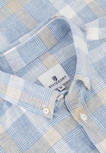 Blauw geruit hemd (regular fit) met lange mouw State Of Art
