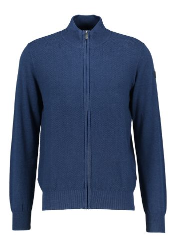 Donkerblauwe gilet met rits en rechtosptaande kraag State Of Art