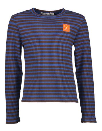 Blauw gestreepte t-shirt met lange mouwen Bobo Choses 