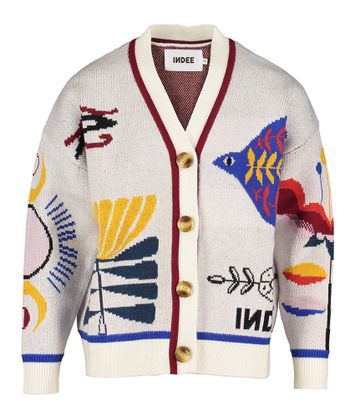 Off white cardigan met multicolor print Raphaelle Indee