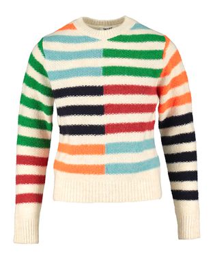 Indee Ecru meisjes pull met multicolor lijnpatroon Ravenna