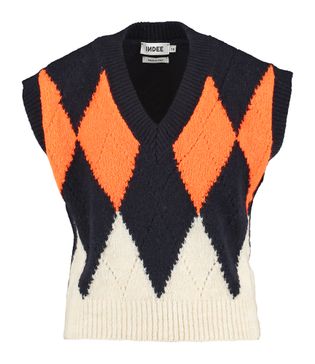 Indee Donkerblauwe debardeur met v-hals en oranje details Riva