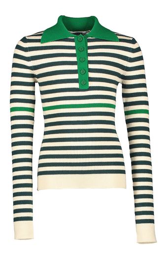 Ecru polo met groene strepen en kraag girls Rosewell Indee