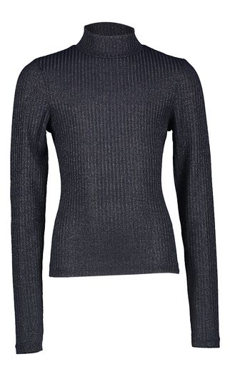 Donkerblauwe glitter T-shirt met opstaande kraag Random Indee