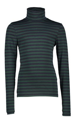 Indee Groen blauwe gestreepte T-shirt met rolkraag Rico