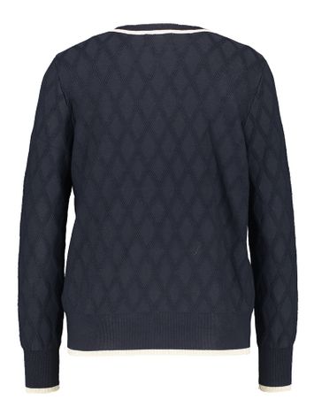 Donkerblauw twinsetje met goudkleurige details Leo & Ugo