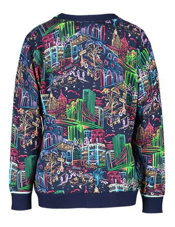 Donkerblauwe twinset met fantasieprint Leo & Ugo