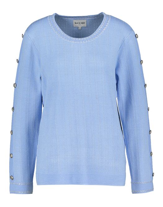 Blauwe trui met metaaldraad en sierknopen Leo & Ugo