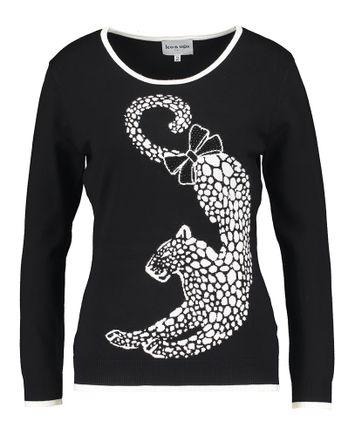 Zwarte pull met witte print Leo & Ugo