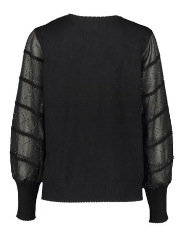 Zwarte pull met ronde hals en detailmouwen Leo & Ugo