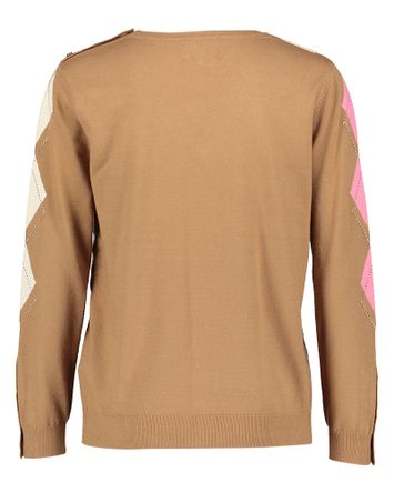 Camelkleurige pull met V-hals Leo & Ugo