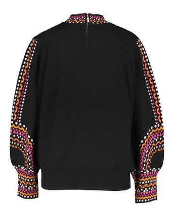 Zwarte pull met korte rits en multicolor print Leo & Ugo