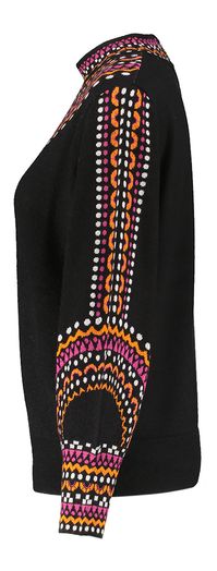 Zwarte pull met korte rits en multicolor print Leo & Ugo