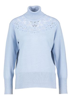 Leo & Ugo Lichtblauwe pull met rolkraag en detail aan de hals