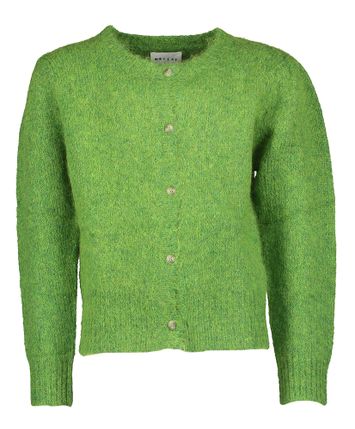Grasgroene cardigan met Alpaca wol Volga Morley