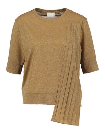 Gouden t-shirt met plissee detail Plaety Due Amanti
