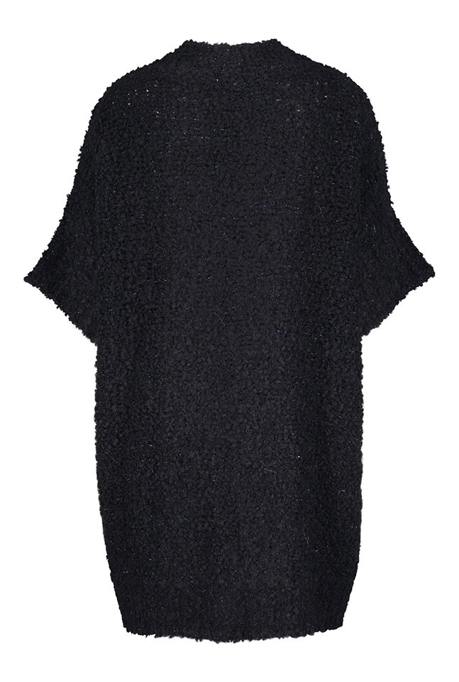 Donkerblauwe wollen lange gilet met metaaldraad Issa Due Amanti