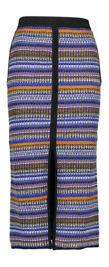 Multicolor gestreepte aansluitende wollen rok