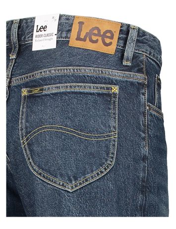 Donkerblauwe relaxed straight fit jeans Lee