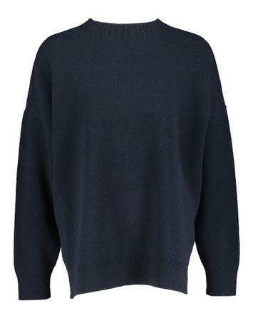 Donkerblauwe oversized wollen trui met split Closed