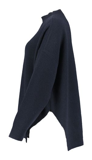 Donkerblauwe oversized wollen trui met split Closed