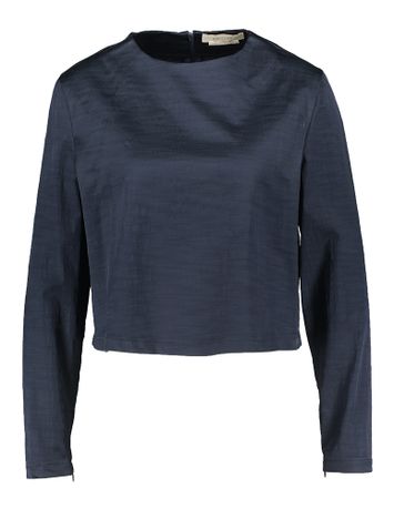 Blauwe geklede bloes met rits aan de mouw Lya March 23