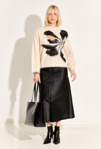 Zwarte geklede rok met plooi vooraan Sienna Just Eve