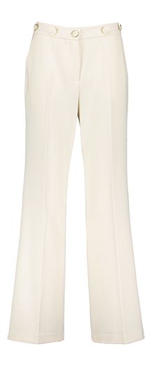 Ecru geklede broek met gouden knoop detail Caroline Biss