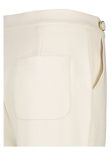Ecru geklede broek met gouden knoop detail Caroline Biss