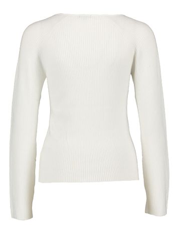Beige trui met v-hals en zilveren hartjes aan de mouwen  Caroline Biss