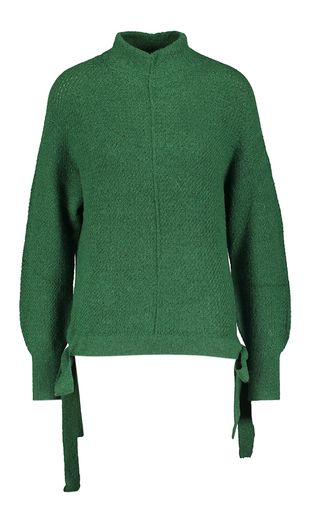 Donkergroene pull met detail aan de onderkant Caroline Biss