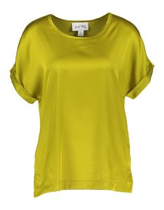Joseph Ribkoff Olijfkleurige blouse met satijnlook aan voorkant