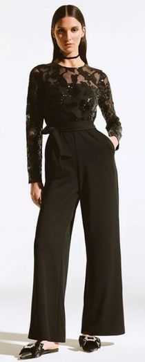 Zwarte feest jumpsuit met pailletten Joseph Ribkoff
