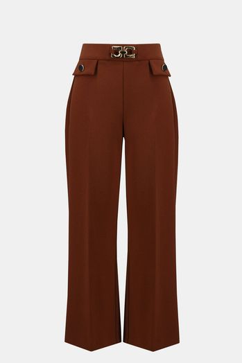 Roestkleurige geklede broek met gouden details Joseph Ribkoff