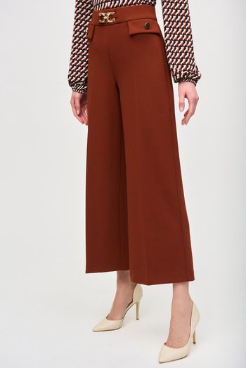 Roestkleurige geklede broek met gouden details Joseph Ribkoff