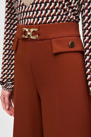 Roestkleurige geklede broek met gouden details Joseph Ribkoff