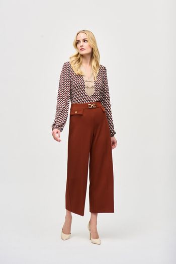 Roestkleurige geklede broek met gouden details Joseph Ribkoff