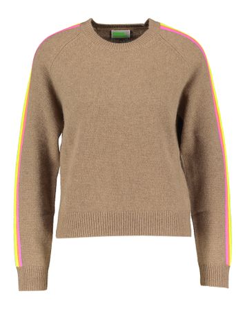Taupe kleurige trui met regenboog in cashmere From Future