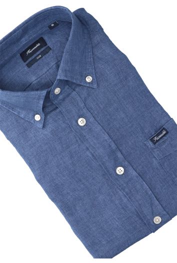 Blauw linnen hemd ( slim fit) en lange mouwen Faconnable