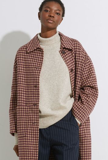 Bordeaux oversized geruite mantel Joanne Bellerose